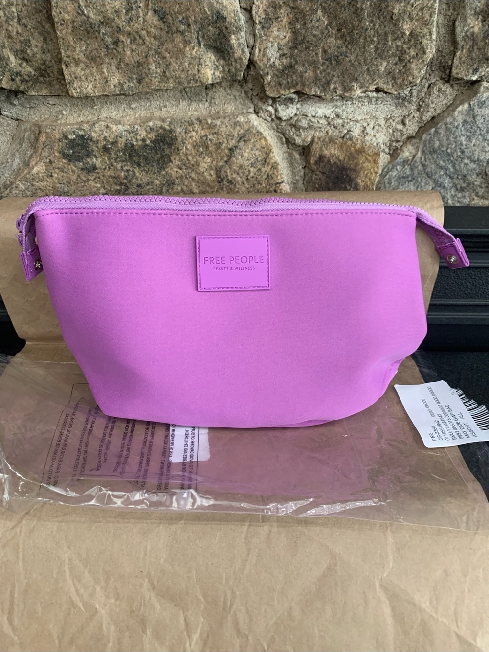 Free People Beauty & Wellness Makeup Bag Purple Zipper Cosmetic Travel Pouch